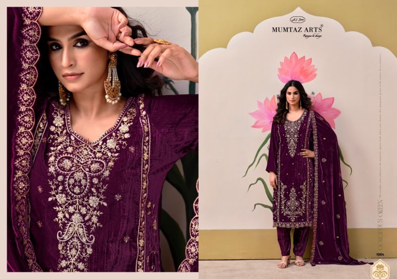 Gulabi Sapne By Mumtaz Arts Crush Velvet Designer Salwar Suits 